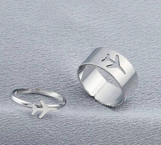 2pc trendy aeroplane couple ring