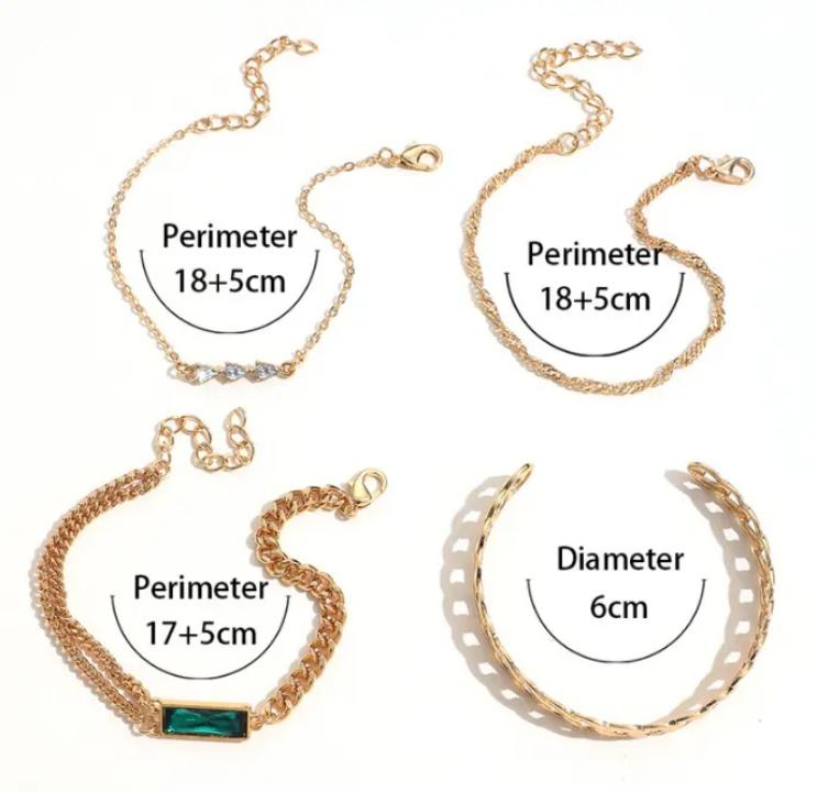 4pc gold plated crystal charm Bracelet