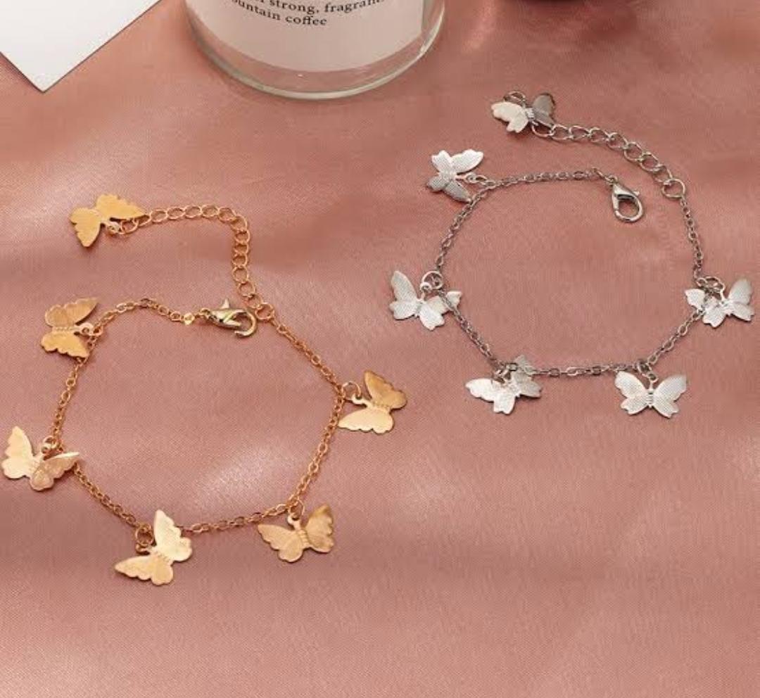 Silver plated artificial stones anklets