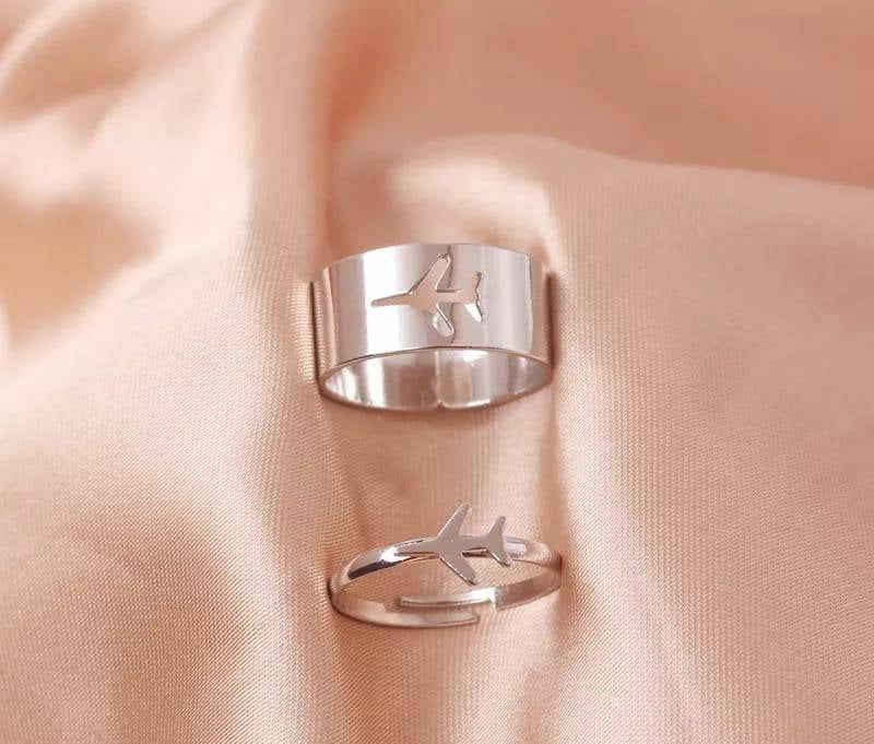 2pc trendy aeroplane couple ring