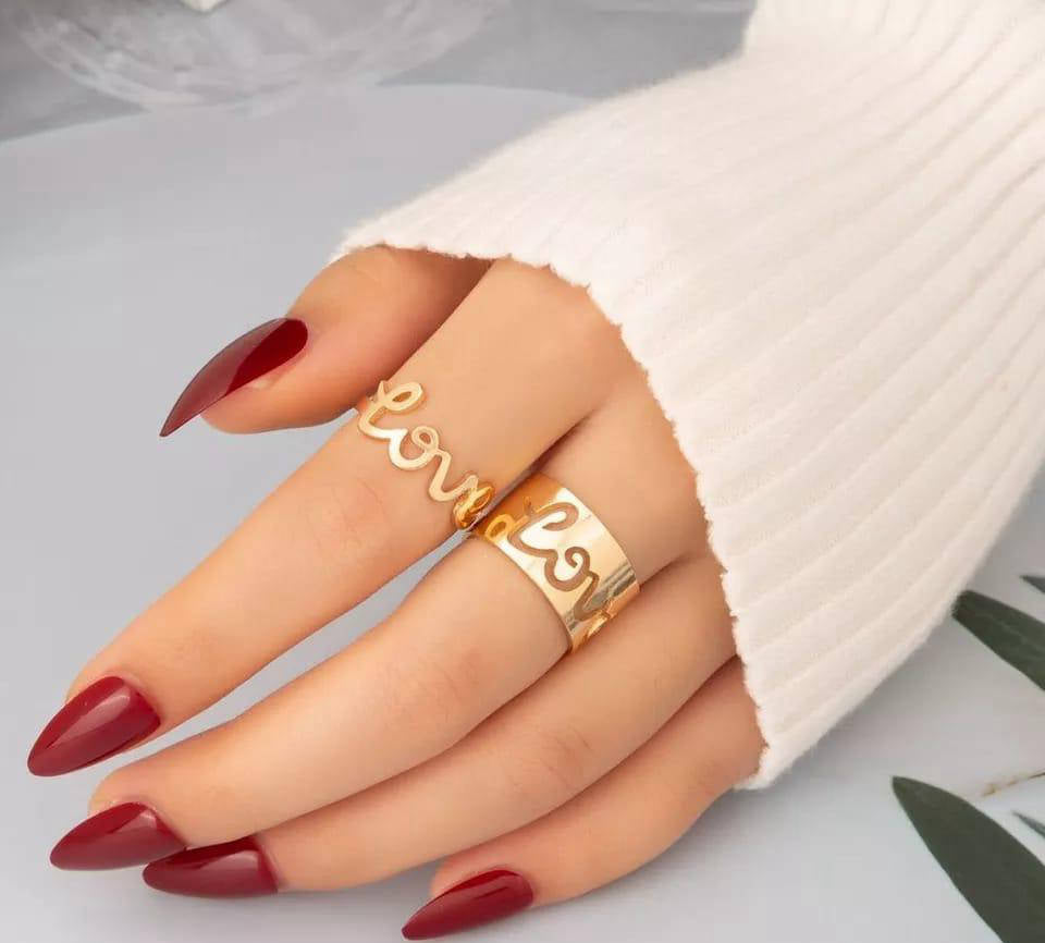 2pc trendy couple love ring