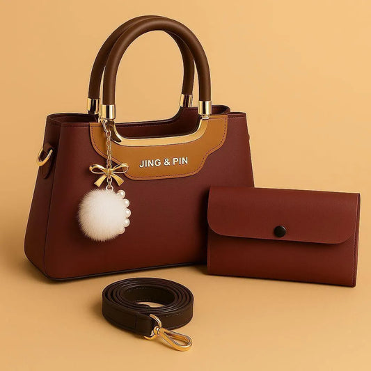 Women's Rexine Plain Hand Bag Set