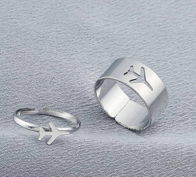 2pc trendy aeroplane couple ring