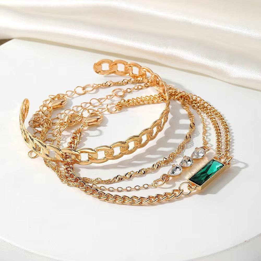 4pc gold plated crystal charm Bracelet