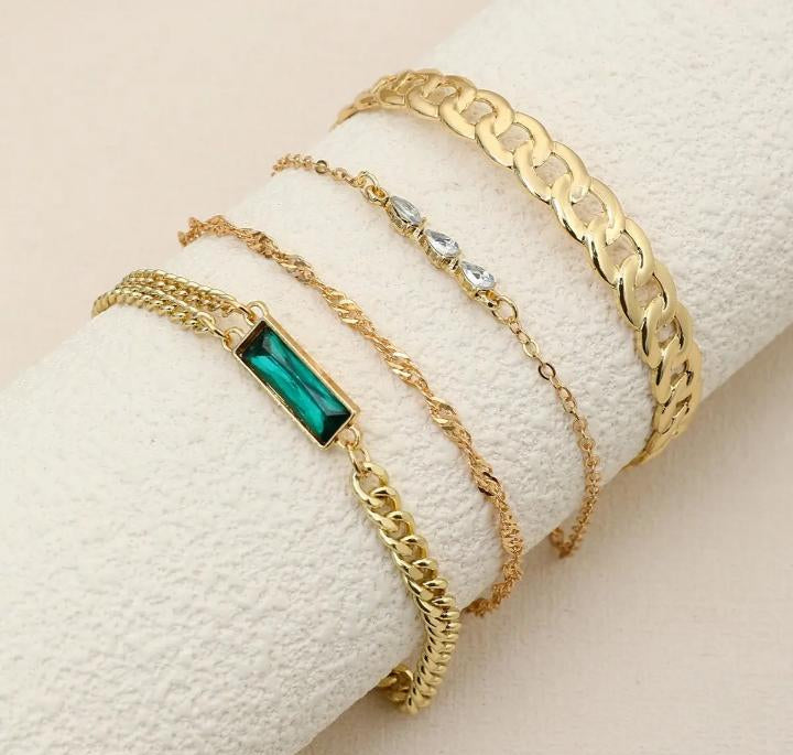 4pc gold plated crystal charm Bracelet