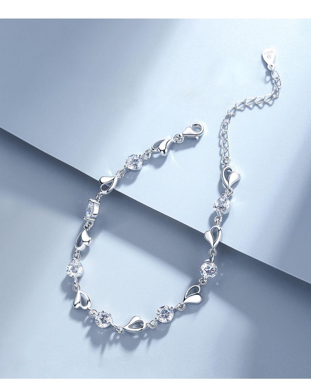 Silver plated stone charm bracelet