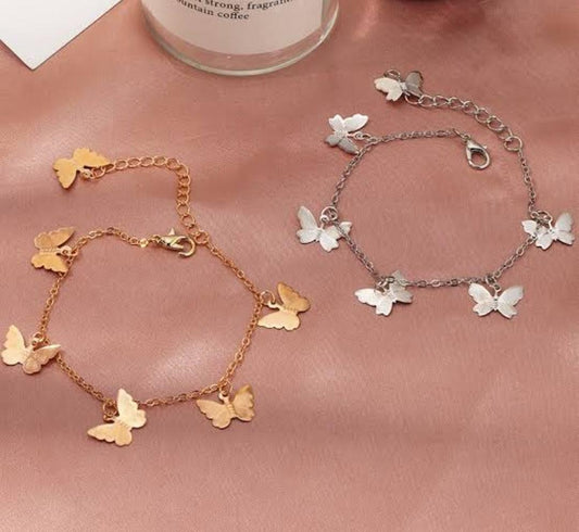 Silver plated artificial stones anklets