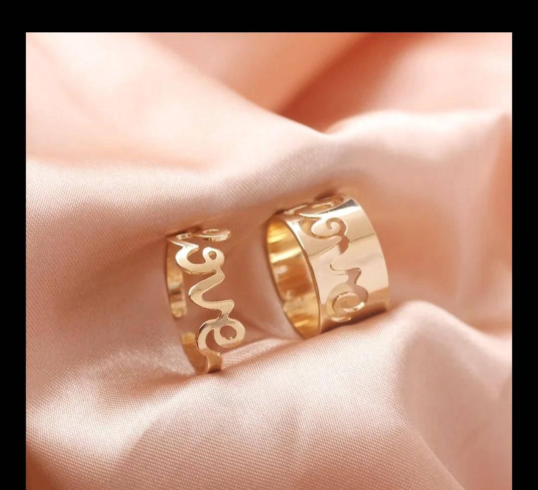 2pc trendy couple love ring