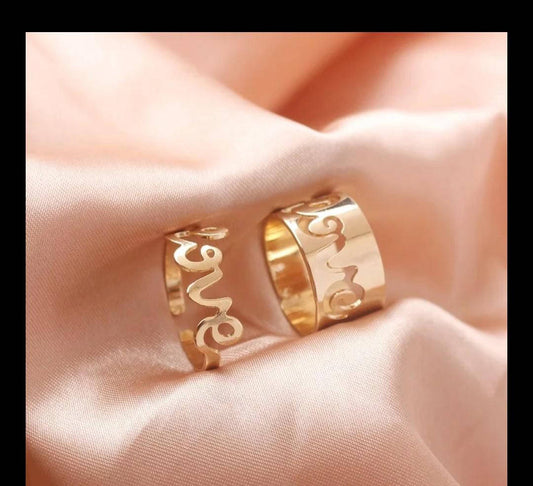 2pc trendy couple love ring