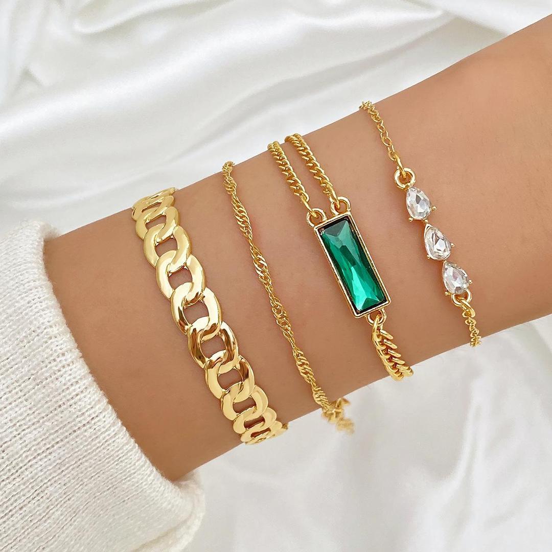 4pc gold plated crystal charm Bracelet